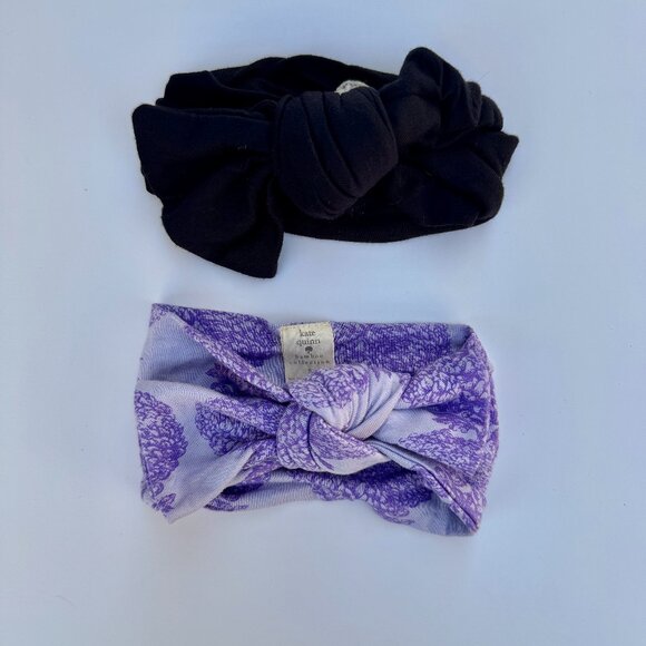 Kate Quinn Head Bow Set | Cotton Jersey, 2-Pack | Purple & Black | 0–6M (S) - Picture 1 of 3